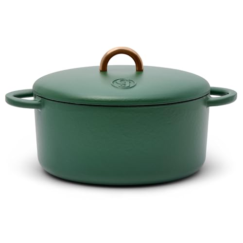 3.5 Quart Enameled Cast Iron Dutch Oven Pot w (Broccoli)