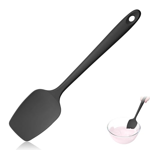 600ºF Heat Resistant Silicone Spoon Spatula for Cooking (Black / 11.34in - Spoon Spatula)