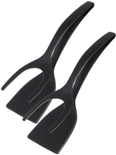 2Pcs Egg Flipper Spatula (Black)