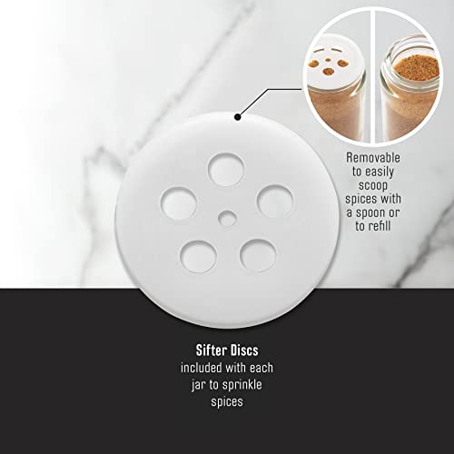 16 Jar Warner Revolving Countertop Spice Rack Organizer with Lift & Pour Caps and Spices Included (16-Jar Bamboo Revolving / 16-Jar)