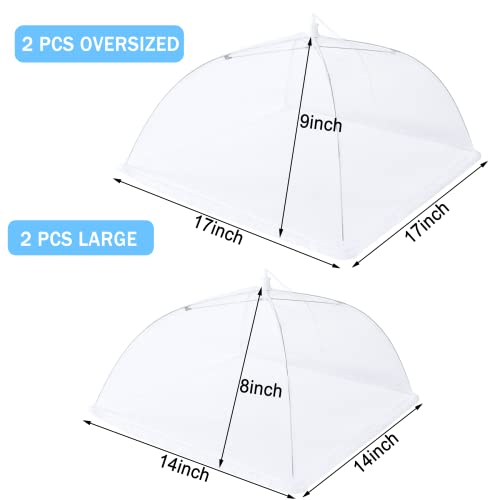 4Pcs Mesh Food Cover Tent Umbrella Pop Up Outside Outdoor Party Net (17"x17" 14"x14")