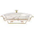10" x 6" Ceramic Casserole Dish with Glass Lid and rack (White / 11.6 Inch(30 oz))