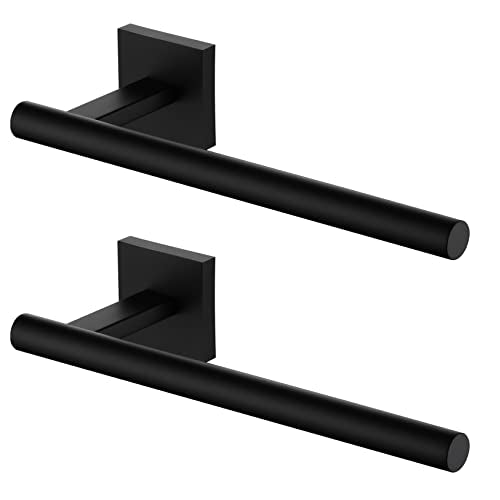 Towel Bar Matte Black Bathroom Hardware Hand Towel Rails Wall Mounted Kitchen Toilet Cabinet Paper Holder 2 Pack (Matte Black / 2 Pack)