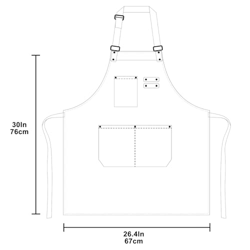 Barista Tools Apron for Women Hairstylists Servers Waterproof Canvas Kitchen Apron with 3 Pockets for Cooking Gardening (Brown)