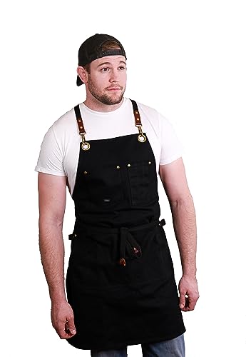 Canvas Kitchen Apron for Cooking (Black)