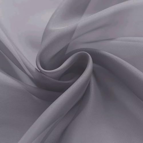 Solid Sheer Rod Pocket Curtain Voile Draperies 2 Panels White Beige Black Ivory Grey 26 Inch Width 30 Inch Long 1 Pair for Kitchen Bedroom Children Living Room Yard (Grey / 26"W x 30"L (Pack of 2))
