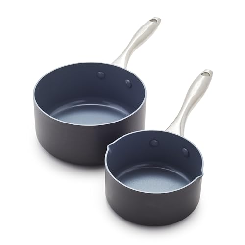 Lima Hard Anodized Healthy Ceramic Nonstick 1QT and 2QT Saucepan Pot Set (2 Quarts)