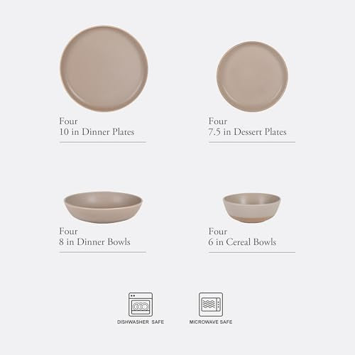 Laguna Bliss 16 Piece Stoneware Reactive Glaze (Matte Beige (Laguna Bliss) / Service for 4 (16pcs))