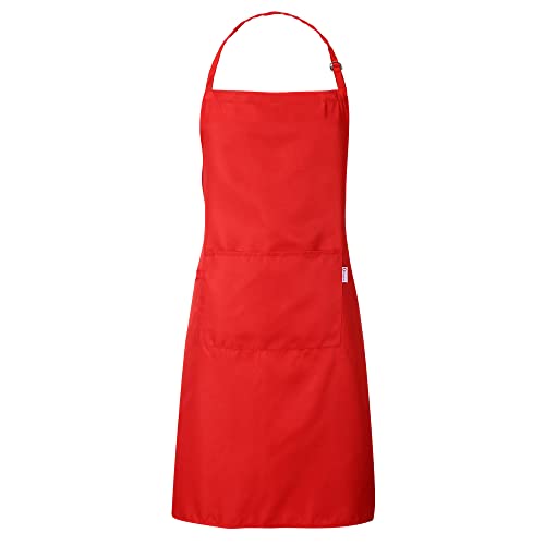 Red Adjustable Bib Apron for Women with Pockets (Red X1)