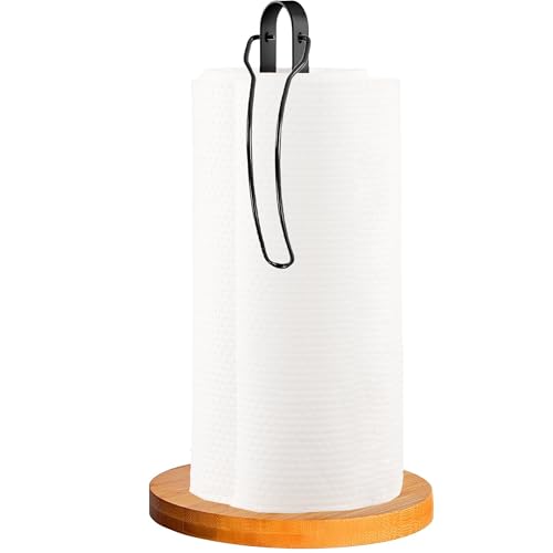 Wood Paper Towel Holder Countertop (Black / B)