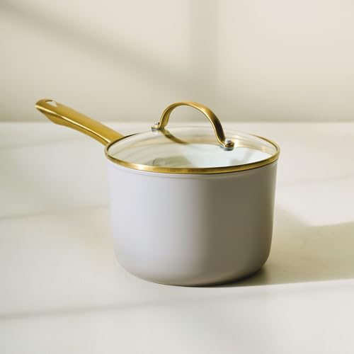 Forged Induction Ceramic Nonstick Sauce Pan (Taupe / 3 Quarts)