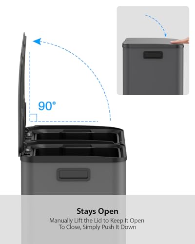 Dual Trash and Recycling Bins for Kitchen (Gray / 2 x 11 Gallon)