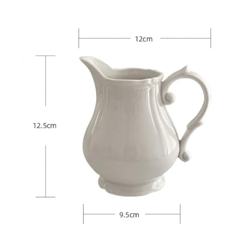 Vintage Embossed Ceramic Creamer and Sugar Bowl Set (White / Creamer Bowl Set)