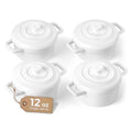 Mini Cocotte 12oz Ceramic Casserole Dish Set with Lid (White / 12oz)