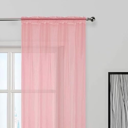Sheer Voile Window Treatment Rod Pocket Curtain Panels for Kitchen Bedroom Living Room Drapes Sunlight Filtering Privacy Semi Home Decor Assorted Colors Sizes (Blush / 52"W x 84"L (Pack of 2))