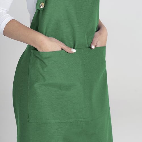 Kitchen Apron for Women & Men Waterdrop Resistant (1 Pack - Green)