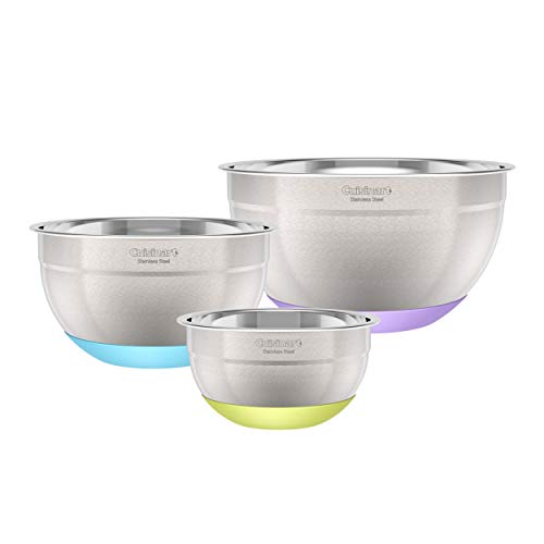 3 Piece Stainless Steel Mixing Bowls with Nonslip Base (3-Piece)