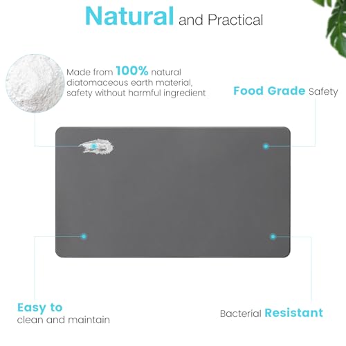 Large Fast Drying Diatomite Stone Bath Mat (Dark Grey / 30" x 17" (Rectangular))