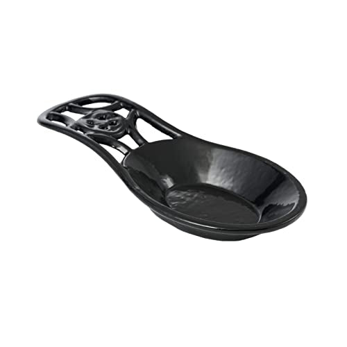 Cast Iron Spoon Rest (Black / Floral Scrollwork)