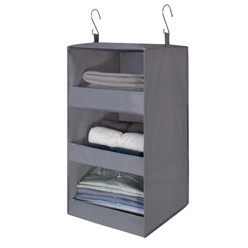 3 Shelf Hanging Closet Organizer (3-shelf Ash Gray / 1-Pack)