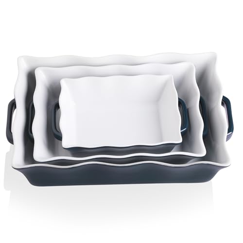 Sweejar Casserole Dishes for Oven (Navy New / Baking dish(Set of 3))