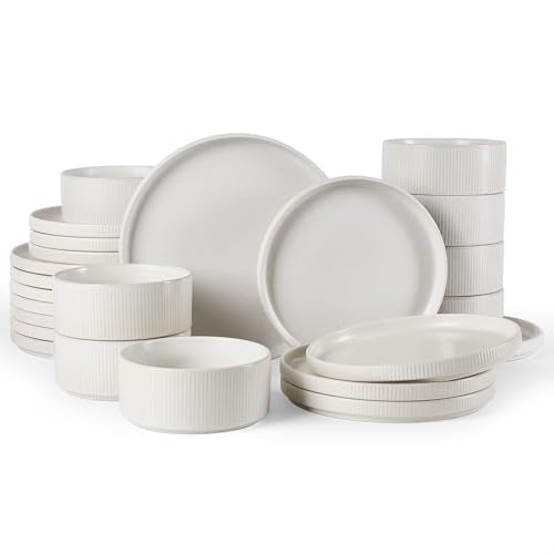 Star Stoneware Dinnerware Sets for 8 (Matte White)