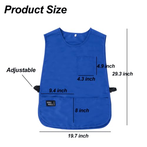 Waterproof Cobbler Apron with 4 Pockets Vest Smock Apron for Men Women Chef Waiter Work (Blue)