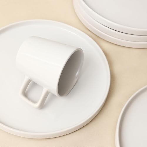 Celina Modern Stoneware 16 (Dinnerware Set / Service For 4 / White Glossy)