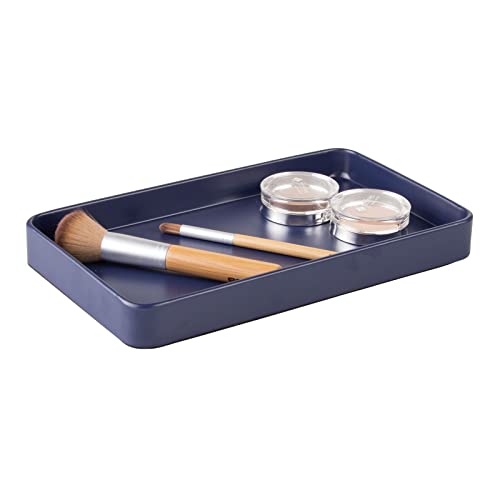 Modern Decorative Metal Guest Hand Towel Tray Holder Organizer for Disposable Paper Napkins (Matte Navy)