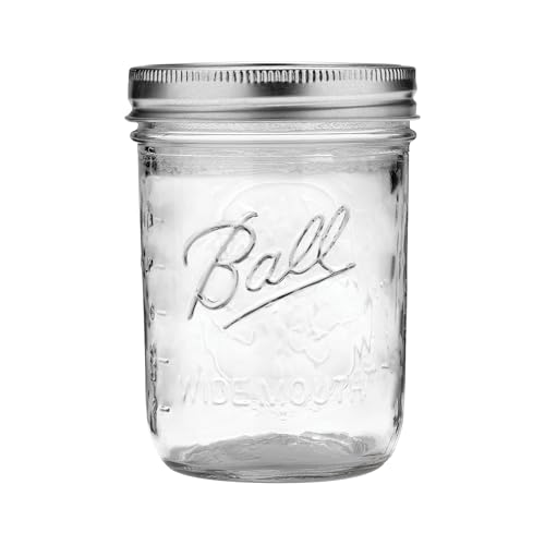 Wide Mouth Glass Mason Jars with Lids and Bands (Clear / 16 Ounce (Pack of 4))