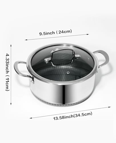 Nonstick 5 QT Saucepan with Glass Lid (Silver)