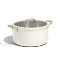 8QT Full Clad Tri Ply Stainless Steel Stock Pot with Lid (Cream White / 8 Quarts)