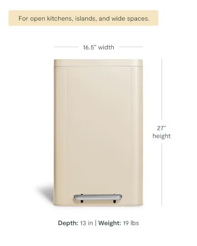 45L Rectangular Step Stainless Steel Trash Can (Cream)