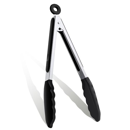 9 Inch Kitchen Tongs (Black, 9 Inch)