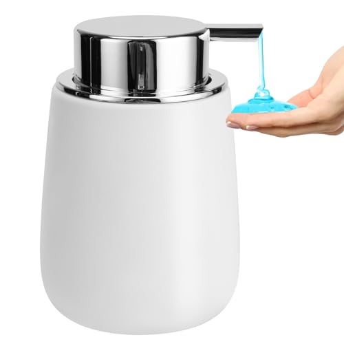 Soap Dispenser Ceramic with Easy (1 Pack / Silverwhite)