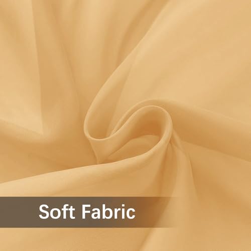 Solid Sheer Rod Pocket Curtain Voile Draperies 2 Panels White Beige Black Grey Coffee 52 Inch Width 63 Inch Long 1 Pair for Kitchen Bedroom Children Living Room Yard (Beige / 52"W x 63"L (Pack of 2))
