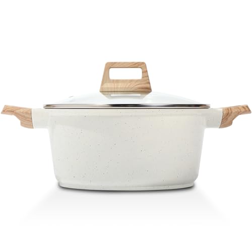 Nonstick Stock Pot with Lid (3 Quarts / White)