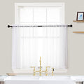 White Sheer Curtains 36 Inch Length Kitchen Tiers Short Voile Drapes Solid Sheers Cafe Curtain for Bathroom Small Half Window 2 Panels Set (White / 42"W x 36"L (Pack of 2))
