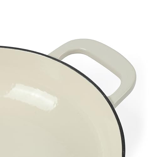 Gatwick 3.5 Quart Enameled Cast Iron Dutch Oven Braiser (Linen White w/ Gold Knob (Braiser))