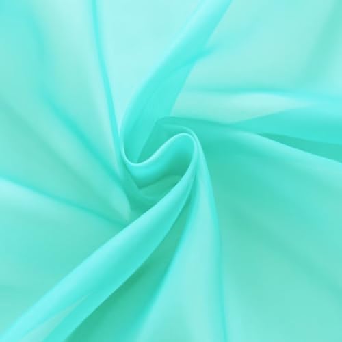 Sheer Voile Window Treatment Rod Pocket Curtain Panels for Kitchen Bedroom Living Room Drapes Sunlight Filtering Privacy Semi Home Decor Assorted Colors Sizes (Turquoise / 52"W x 84"L (Pack of 2))