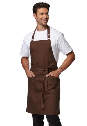 Chef Men Canvas Waterproof Apron Pocket 4251GB (5 Pack / Coffee)