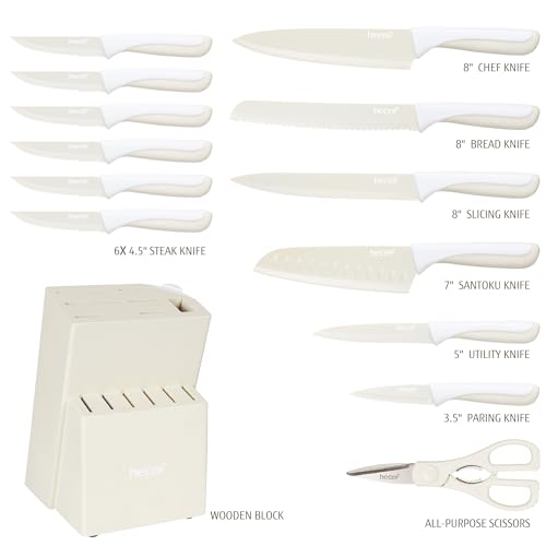 15Pcs Cream White Kitchen Knife Set (Cream White)
