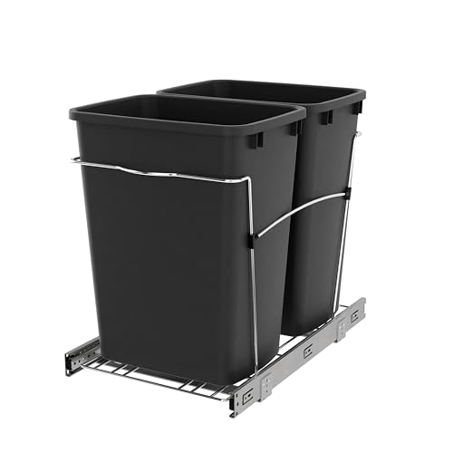 Double Pullout Garbage Trash Cans for Kitchen Cabinets (Black)
