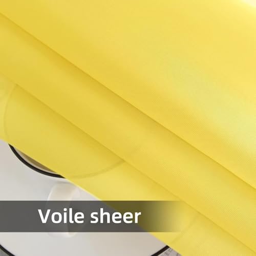 Solid Sheer Rod Pocket Curtain Voile Draperies 4 Panels White Beige Black Grey Ivory 52 Inch Width 54 Inch Long 1 Pair for Kitchen Bedroom Children Living Room Yard (Yellow / 52"W x 54"L (Pack of 4))