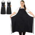 2 Pack Plus Size Waterproof Chef Apron with 2 Pockets for Men Women (Black)