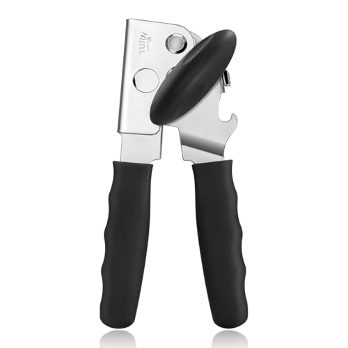 Heavy Duty Hand Can Opener with Comfortable Grip for Seniors (Black)