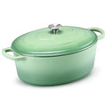 7QT Oval Dutch Oven Pot with Lid (7 QT-Oval / Pistachio Green)