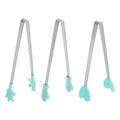Mini Food Tongs 5.5" Pattern Shape Stainless Steel with Silicon Tips Small Cooking Tongs Kitchen Food Tongs Serving Tongs for Cooking Grilling BBQ Barbecue Kitchen (LightGreen)