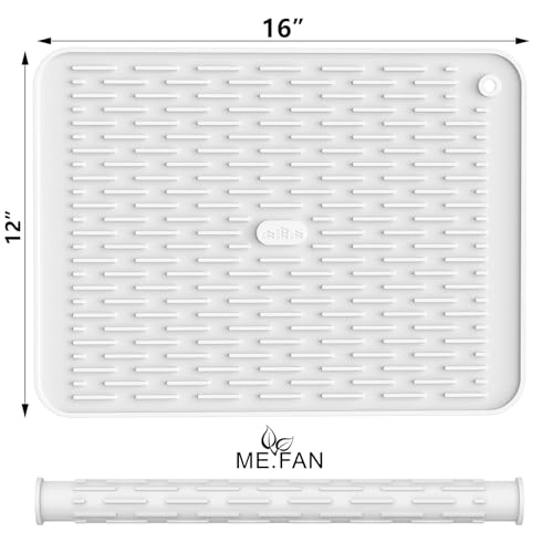 Silicone Dish Drying Mat for Kitchen Counter (White / 12" x 16")
