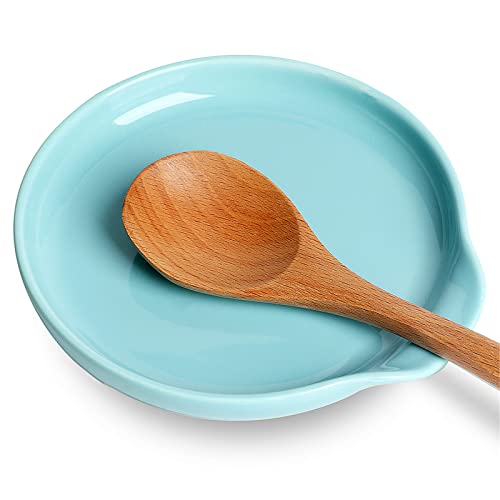 5 Inch Ceramic Spoon Rest for Kitchen Stove Top (Turquoise)